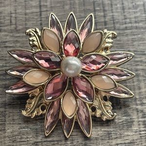 Vintage Napier Flower rhinestone brooch